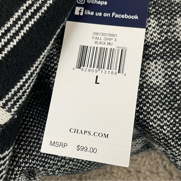 Chaps Sweater Jacket Women Large Black Plaid Asymmetrical Zip NWT T184 - Picture 8 of 12